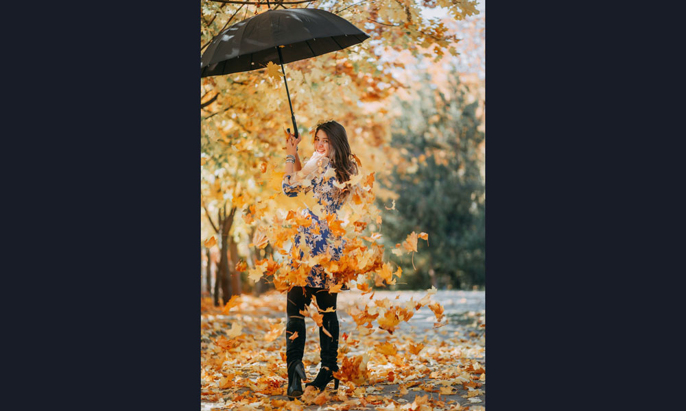 Fall Leaf With Umbrella