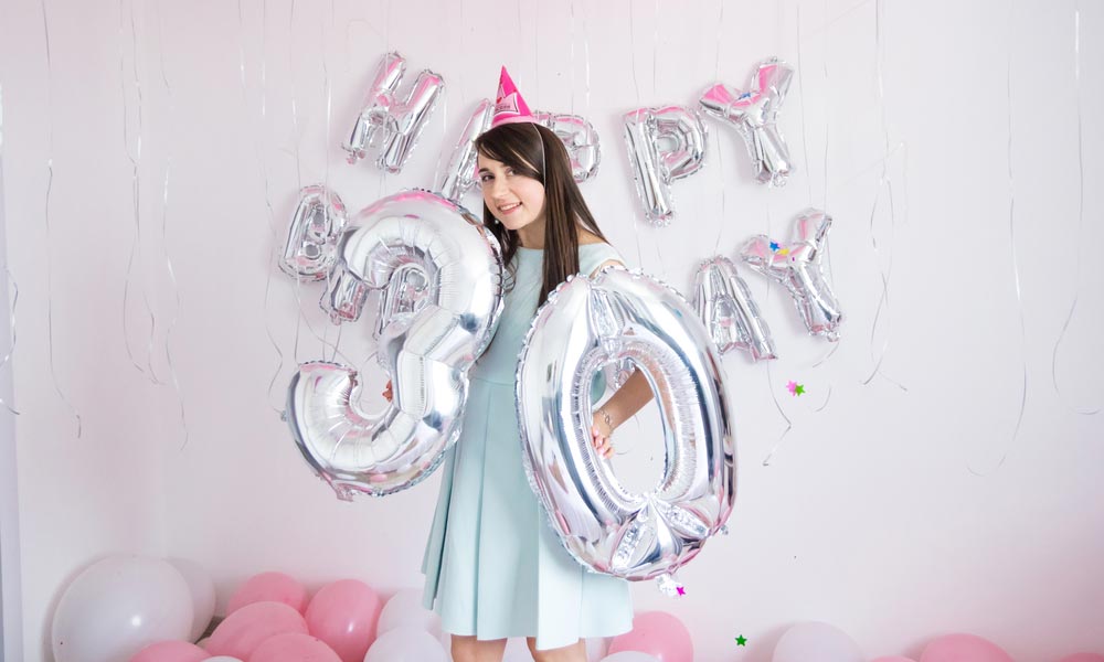 Posing With Birthday Balloons