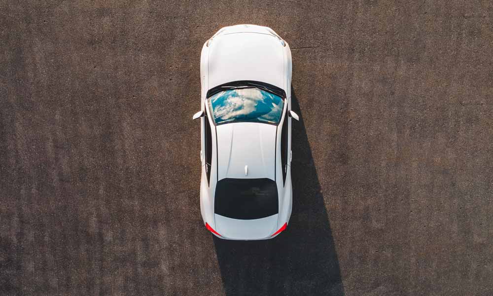 Drone shot of a car
