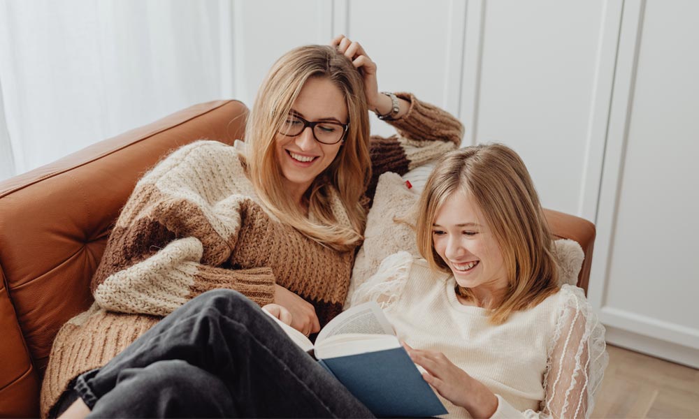 Best Friends Reading Books Shot