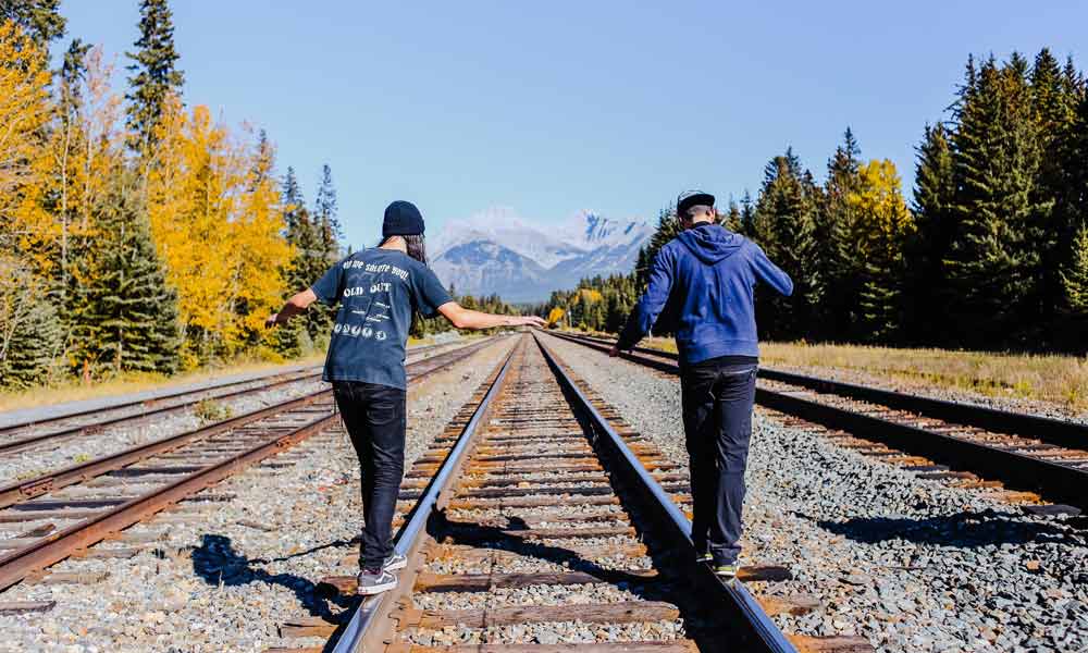 Walking Down Railway Track Shot