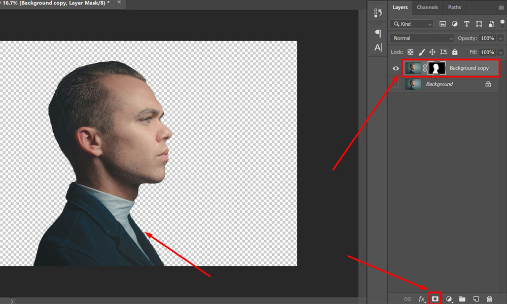 Layer masking the subject